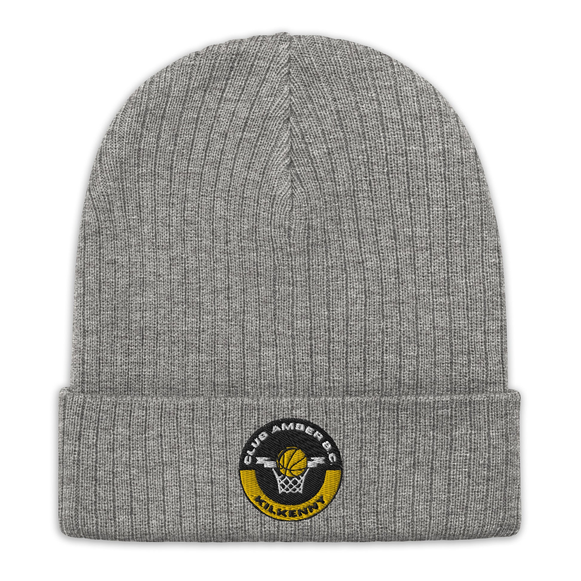 Club Amber Basketball Kilkenny Ribbed Knit Beanie Hat - Designed by Moon Behind The Hill Available to Buy at a Discounted Price on Moon Behind The Hill Online Designer Discount Store