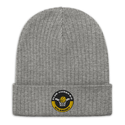 Club Amber Basketball Kilkenny Ribbed Knit Beanie Hat - Designed by Moon Behind The Hill Available to Buy at a Discounted Price on Moon Behind The Hill Online Designer Discount Store