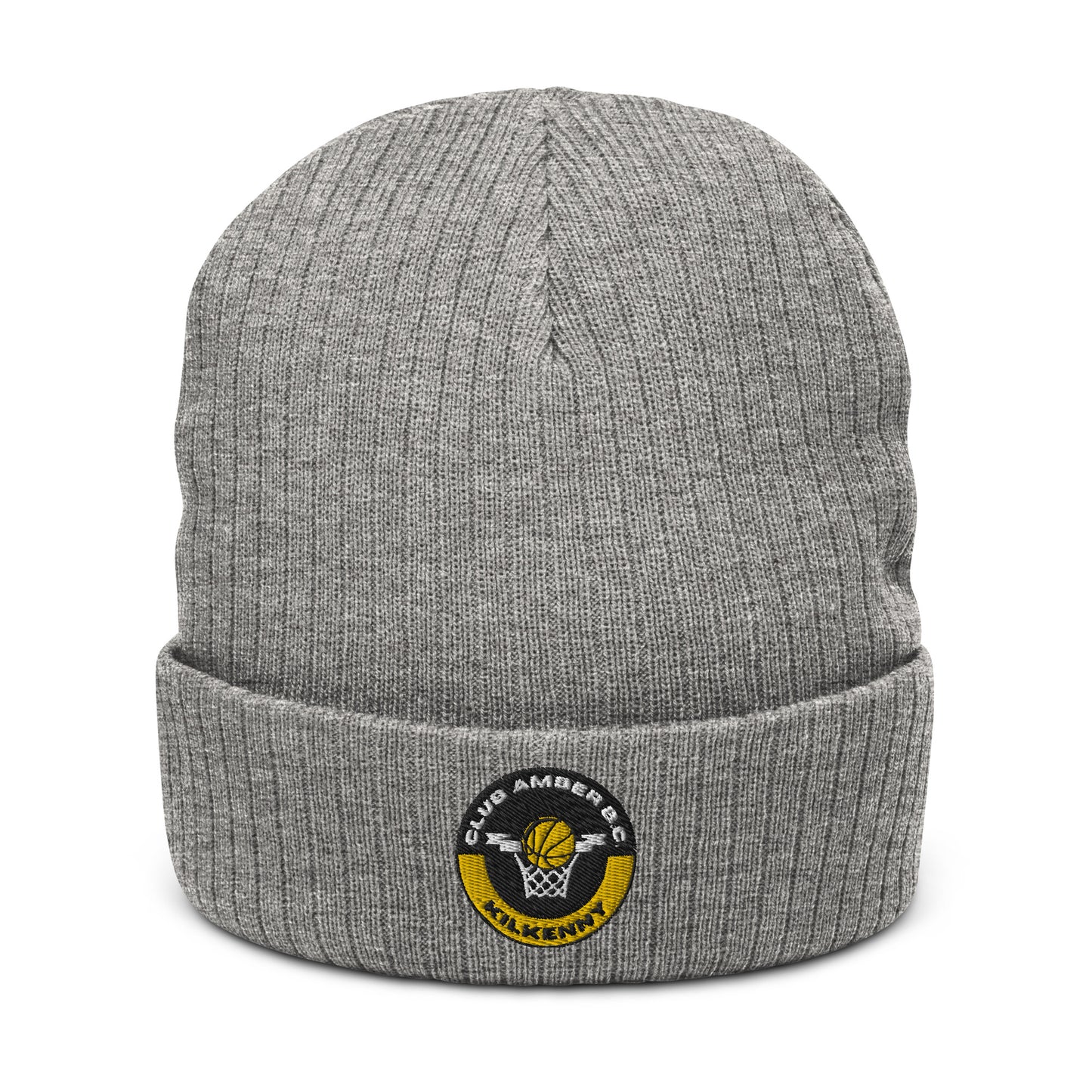 Club Amber Basketball Kilkenny Ribbed Knit Beanie Hat - Designed by Moon Behind The Hill Available to Buy at a Discounted Price on Moon Behind The Hill Online Designer Discount Store