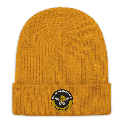 Club Amber Basketball Kilkenny Ribbed Knit Beanie Hat - Designed by Moon Behind The Hill Available to Buy at a Discounted Price on Moon Behind The Hill Online Designer Discount Store