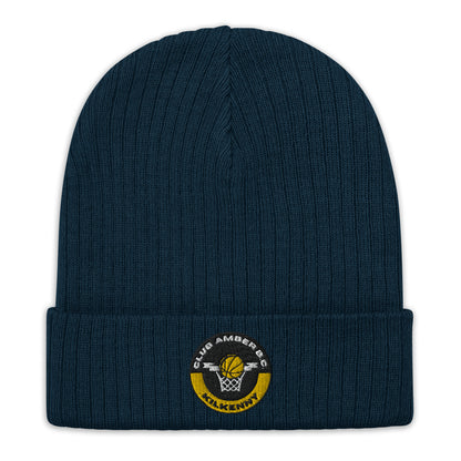 Club Amber Basketball Kilkenny Ribbed Knit Beanie Hat - Designed by Moon Behind The Hill Available to Buy at a Discounted Price on Moon Behind The Hill Online Designer Discount Store
