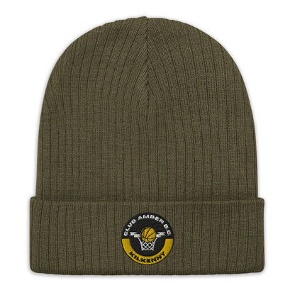Club Amber Basketball Kilkenny Ribbed Knit Beanie Hat - Designed by Moon Behind The Hill Available to Buy at a Discounted Price on Moon Behind The Hill Online Designer Discount Store