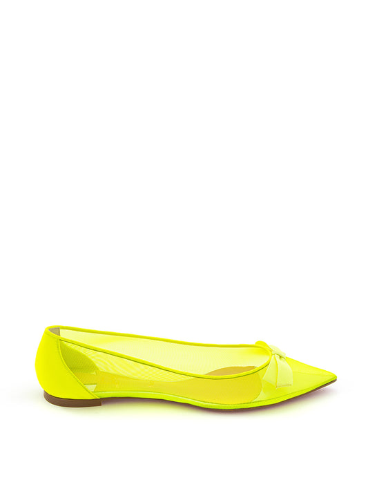 Pointed Ballerina in Fluo Yellow Mesh