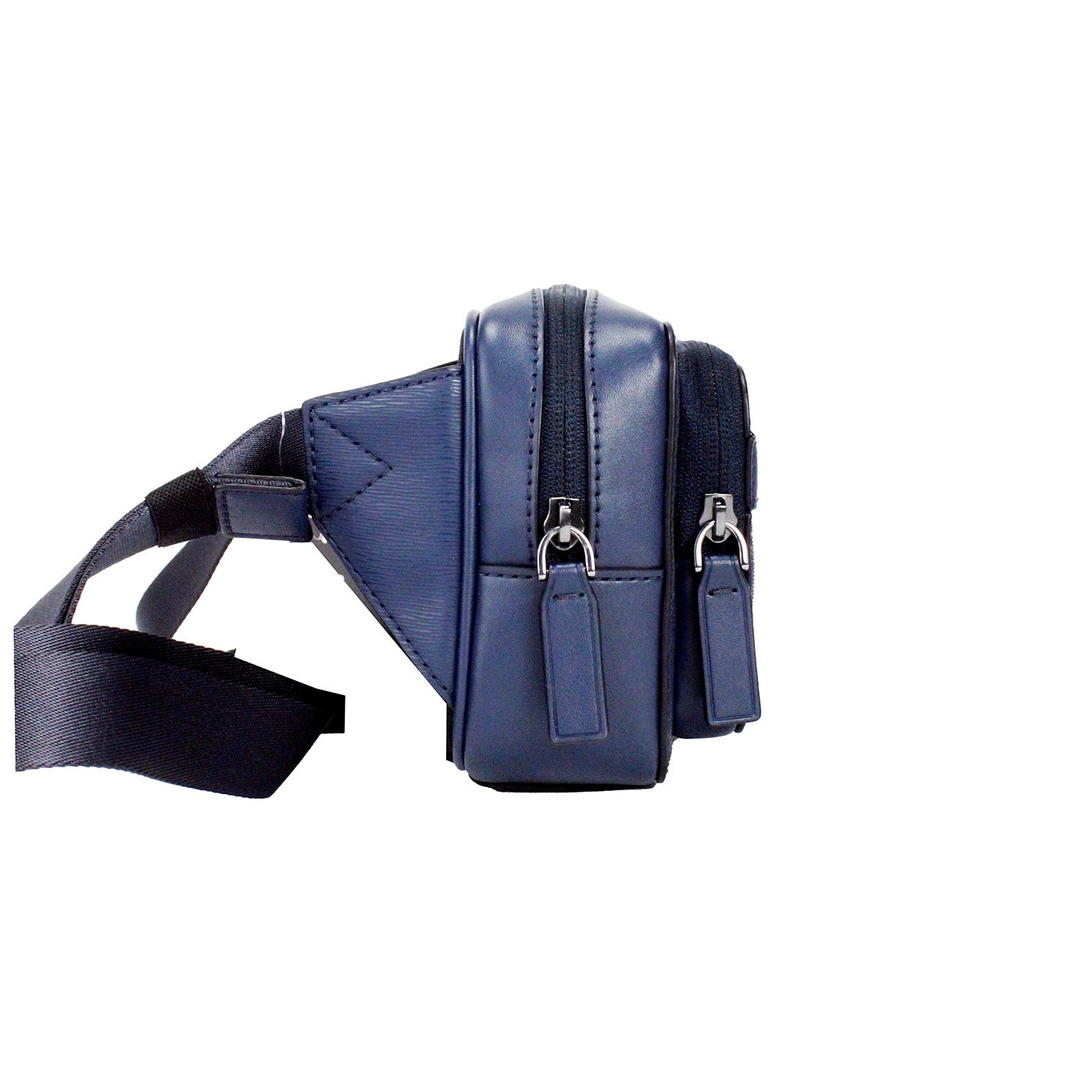 Cooper Small Navy Blue Smooth Leather Double Zip Belt Bag