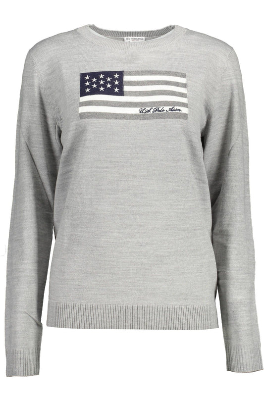 U.S. Polo Assn. Women's Gray Nylon Crewneck Sweater