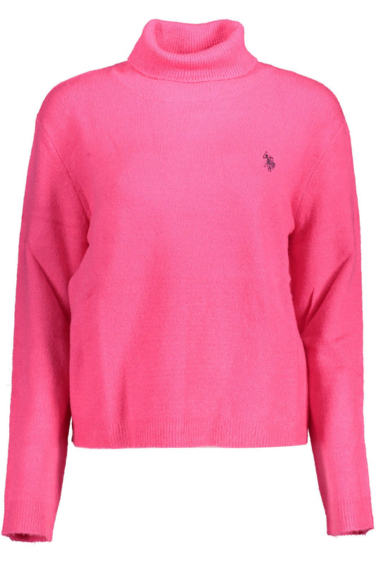 U.S. Polo Assn. Women's Pink Nylon Turtleneck Sweater
