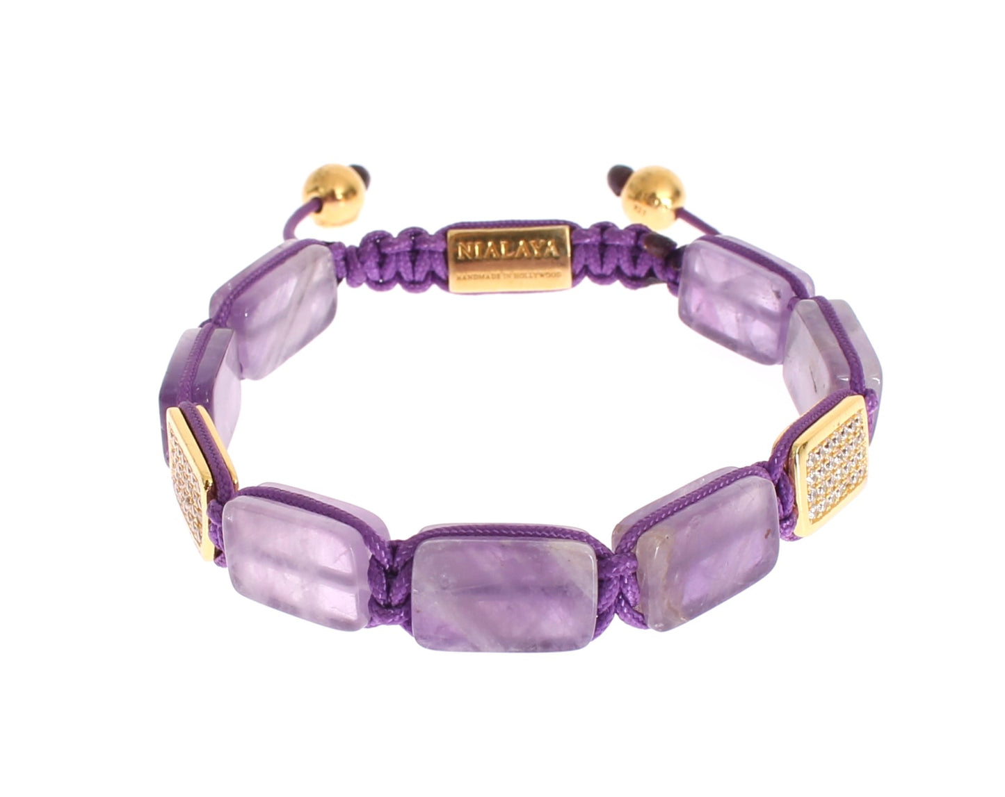 CZ Amethyst 18K Gold 925 Bracelet - Designed by Nialaya Available to Buy at a Discounted Price on Moon Behind The Hill Online Designer Discount Store