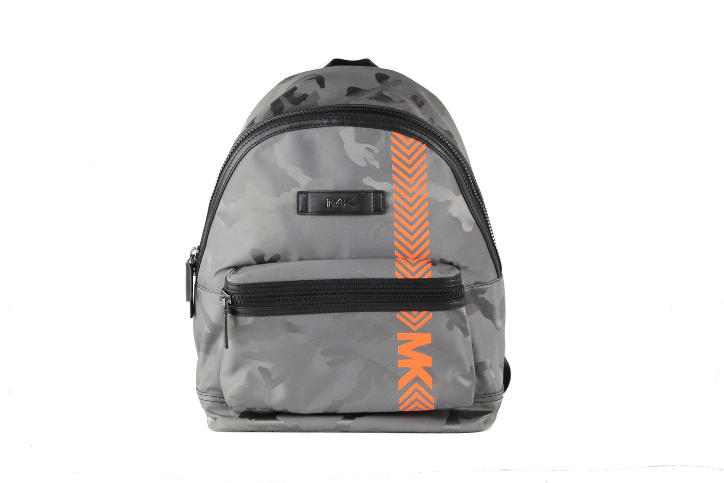 Michael Kors Kent Camouflage Print Neon Stripe Backpack (Grey/Neon Orange)