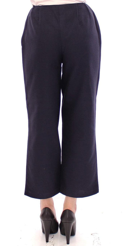 Blue Cropped Cotton Pants - Designed by Andrea Incontri Available to Buy at a Discounted Price on Moon Behind The Hill Online Designer Discount Store