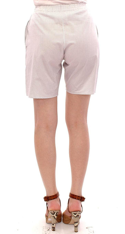 White Checkered Stretch Cotton Shorts designed by Andrea Incontri available from Moon Behind The Hill's Women's Clothing range