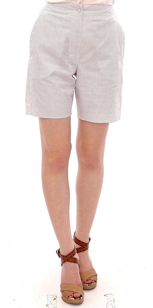 White Checkered Stretch Cotton Shorts designed by Andrea Incontri available from Moon Behind The Hill's Women's Clothing range
