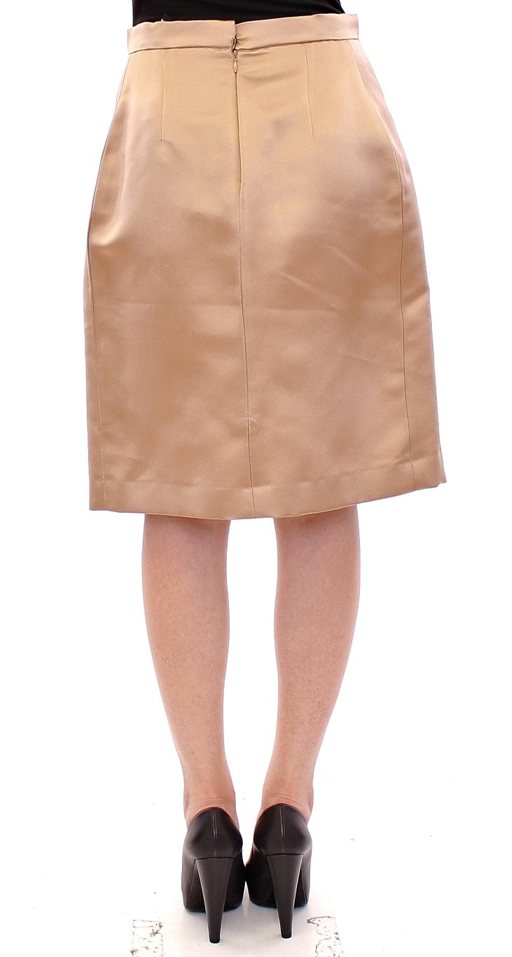 Brown Silk Solid Mini Pleated Skirt - Designed by Andrea Incontri Available to Buy at a Discounted Price on Moon Behind The Hill Online Designer Discount Store
