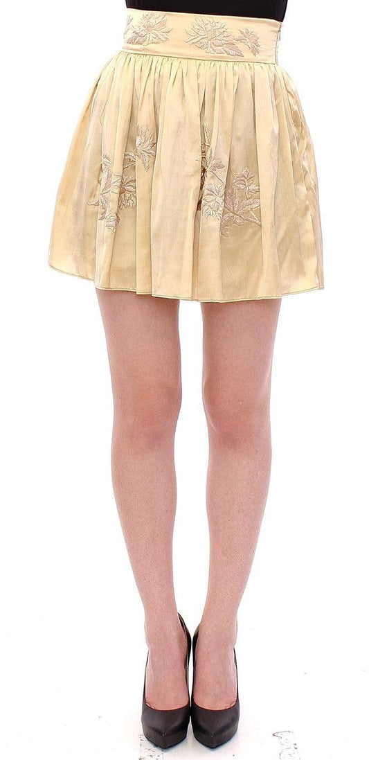 Beige Floral Embroidery Mini Skirt - Designed by Andrea Incontri Available to Buy at a Discounted Price on Moon Behind The Hill Online Designer Discount Store