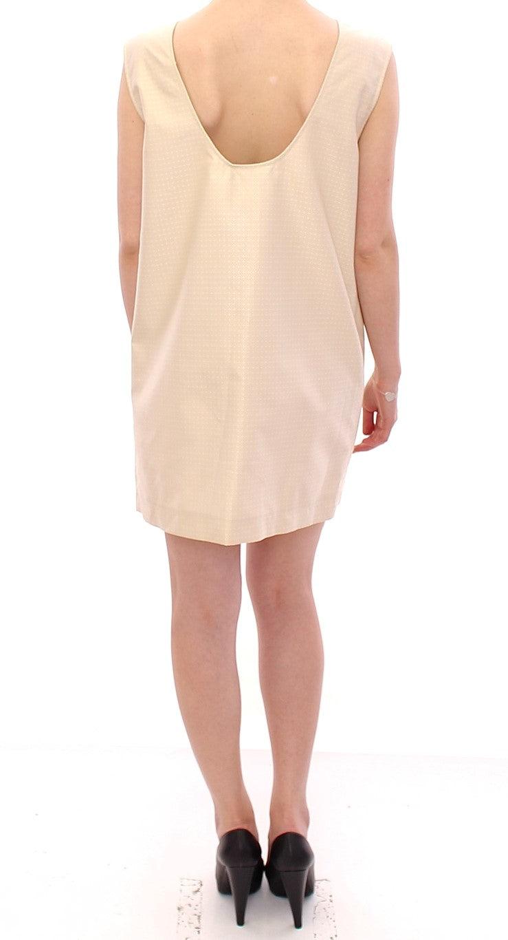 Beige Sleeveless Shift Mini Dress - Designed by Andrea Incontri Available to Buy at a Discounted Price on Moon Behind The Hill Online Designer Discount Store