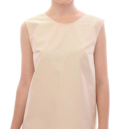 Beige Sleeveless Shift Mini Dress - Designed by Andrea Incontri Available to Buy at a Discounted Price on Moon Behind The Hill Online Designer Discount Store