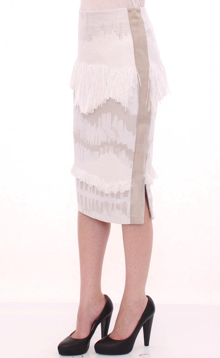 White Acrylic Straight Pencil Skirt designed by Arzu Kaprol available from Moon Behind The Hill's Women's Clothing range