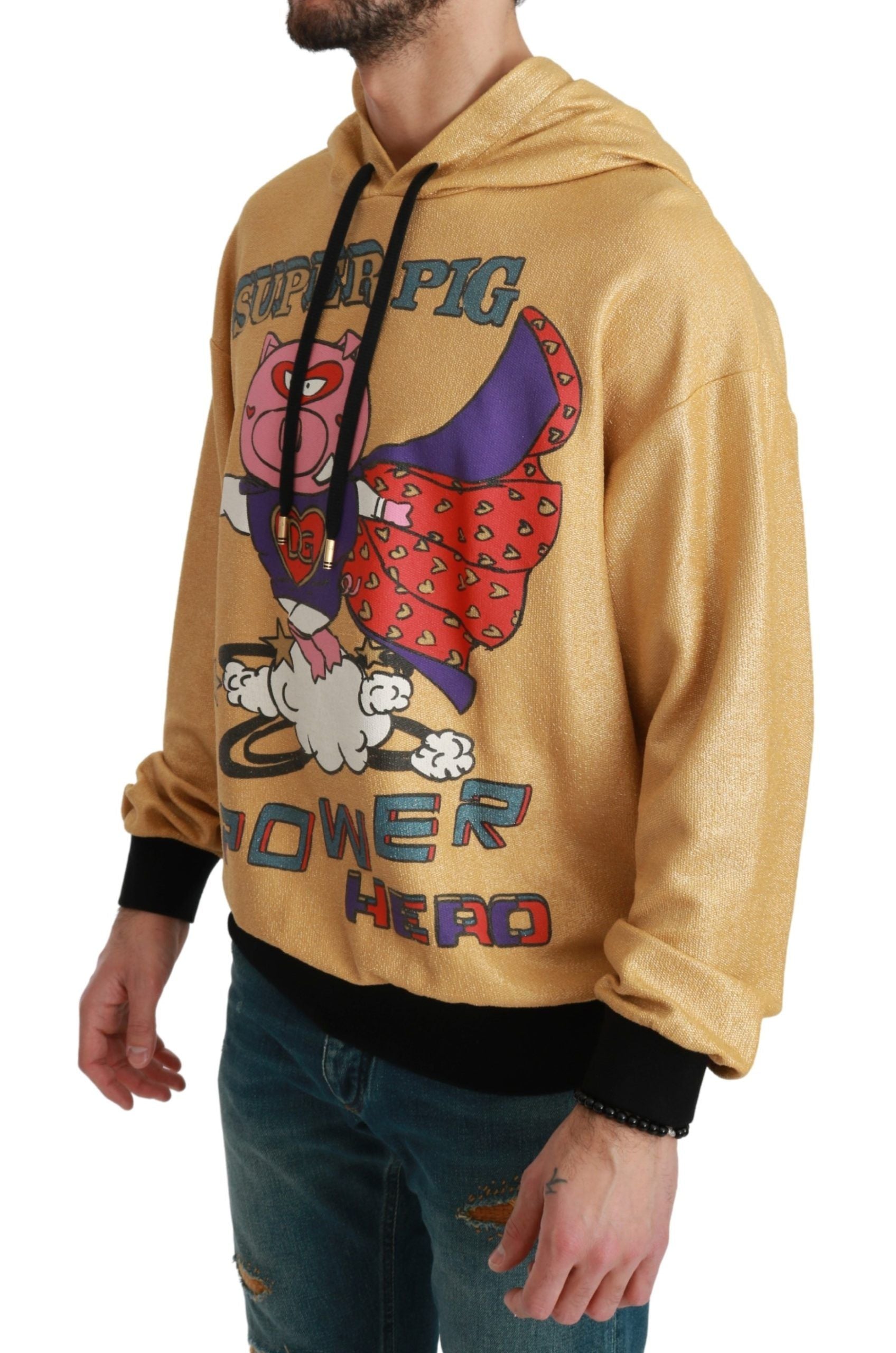 Gold Pig of the Year Hooded Sweater - Designed by Dolce & Gabbana Available to Buy at a Discounted Price on Moon Behind The Hill Online Designer Discount Store