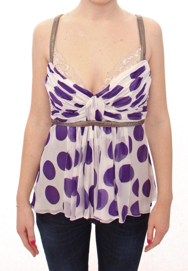 White Purple Silk Lace Blouse designed by Dolce & Gabbana available from Moon Behind The Hill's Women's Clothing range
