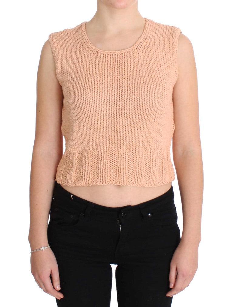 Pink Cotton Blend Knitted Sleeveless Sweater designed by PINK MEMORIES available from Moon Behind The Hill's Women's Clothing range