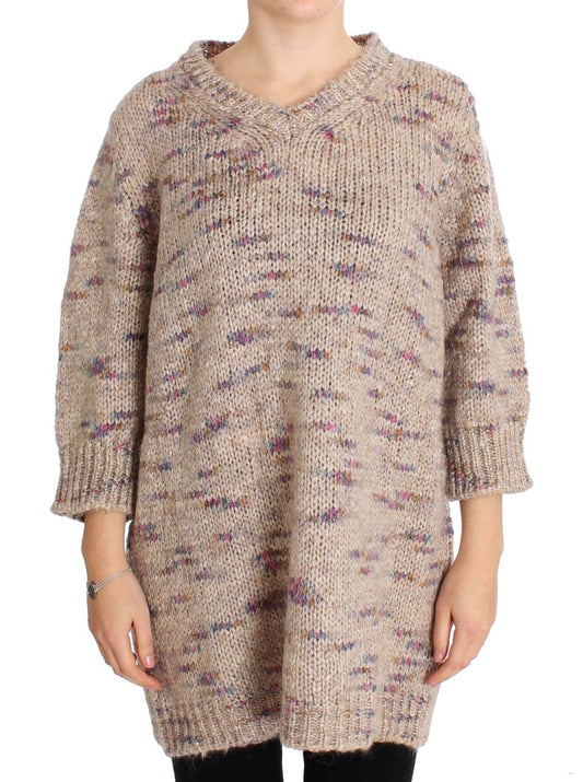 Beige Wool Blend Knitted Oversize Sweater - Designed by PINK MEMORIES Available to Buy at a Discounted Price on Moon Behind The Hill Online Designer Discount Store