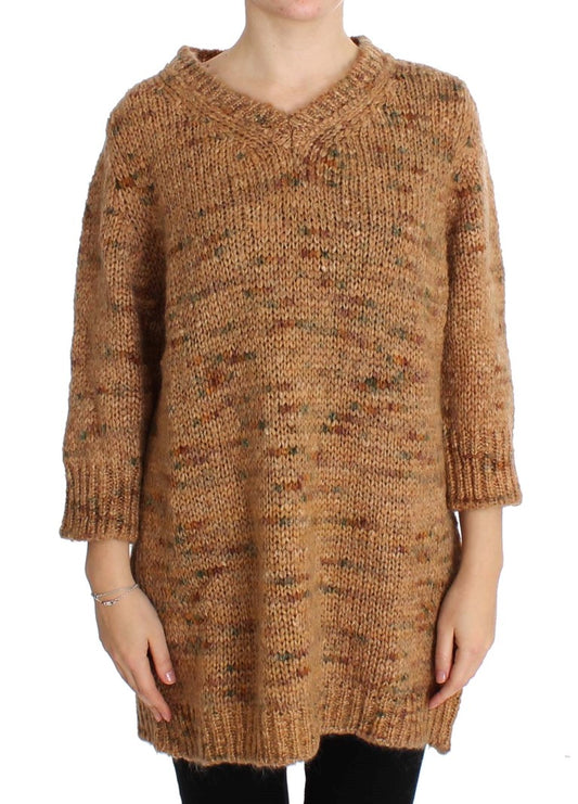 Brown Wool Blend Knitted Oversize Sweater - Designed by PINK MEMORIES Available to Buy at a Discounted Price on Moon Behind The Hill Online Designer Discount Store