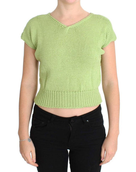 Green Cotton Blend Knitted Sweater - Designed by PINK MEMORIES Available to Buy at a Discounted Price on Moon Behind The Hill Online Designer Discount Store