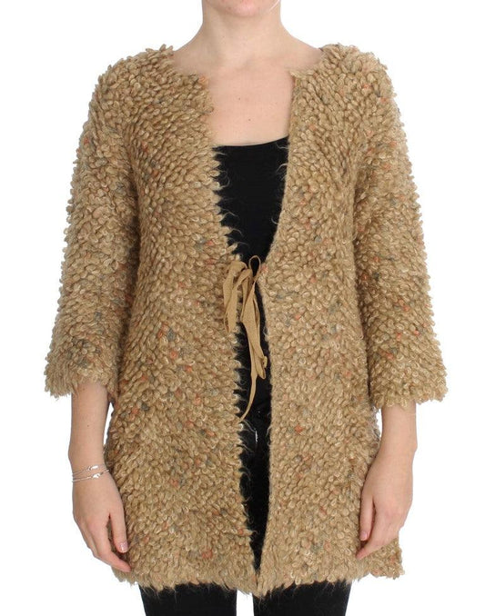 Beige Wool Blend Cape Sweater - Designed by PINK MEMORIES Available to Buy at a Discounted Price on Moon Behind The Hill Online Designer Discount Store