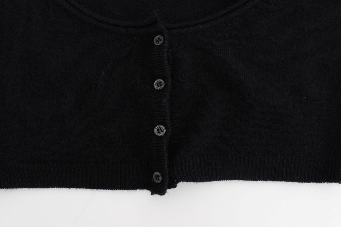 Ermanno Scervino Lady's Black Cashmere Cardigan Sweater - Designed by Ermanno Scervino Available to Buy at a Discounted Price on Moon Behind The Hill Online Designer Discount Store