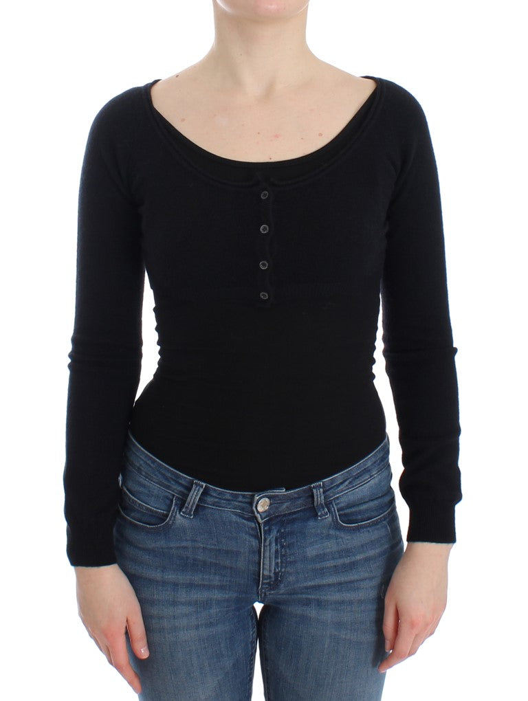 Ermanno Scervino Lady's Black Cashmere Cardigan Sweater - Designed by Ermanno Scervino Available to Buy at a Discounted Price on Moon Behind The Hill Online Designer Discount Store