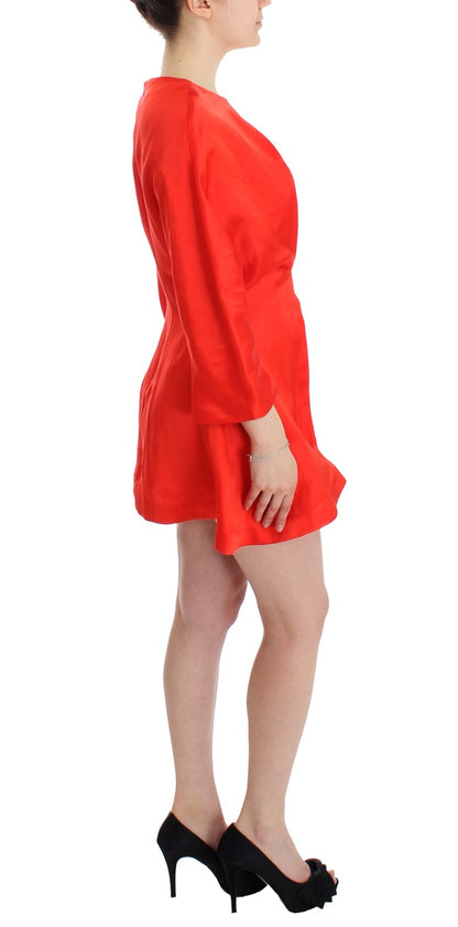 Red Mini Linen 3/4 Sleeve Sheath Dress designed by Fyodor Golan available from Moon Behind The Hill's Women's Clothing range