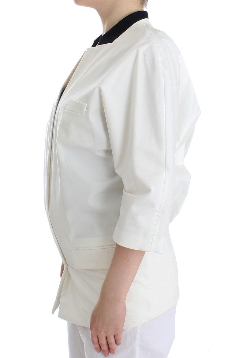 White Cotton Blend Oversized Blazer Jacket designed by Andrea Pompilio available from Moon Behind The Hill's Women's Clothing range