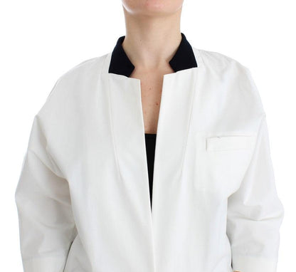 White Cotton Blend Oversized Blazer Jacket designed by Andrea Pompilio available from Moon Behind The Hill's Women's Clothing range