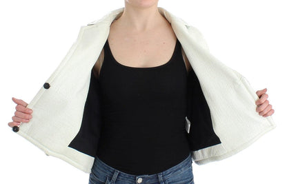 White Black Cropped Leather Jacket designed by Andrea Pompilio available from Moon Behind The Hill's Women's Clothing range