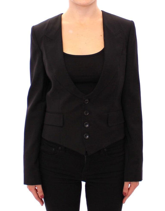 Black Silk Scarf Back Blazer Jacket - Designed by Dolce & Gabbana Available to Buy at a Discounted Price on Moon Behind The Hill Online Designer Discount Store