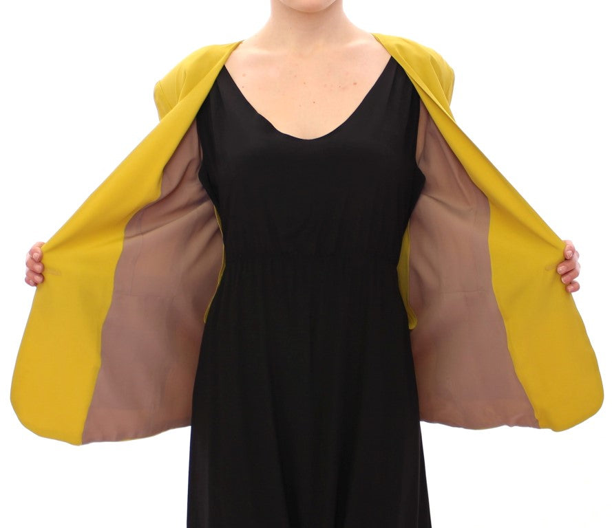 Mustard Yellow Silk Blazer Jacket designed by Lamberto Petri available from Moon Behind The Hill's Women's Clothing range