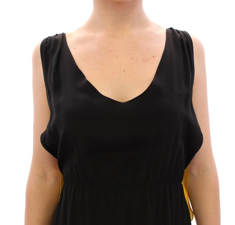 Black Yellow Silk Shift Sheath Coctail Dress - Designed by Lamberto Petri Available to Buy at a Discounted Price on Moon Behind The Hill Online Designer Discount Store