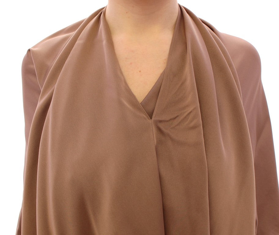 Brown Draped Silk Sheath Shift Coctail Dress - Designed by Lamberto Petri Available to Buy at a Discounted Price on Moon Behind The Hill Online Designer Discount Store