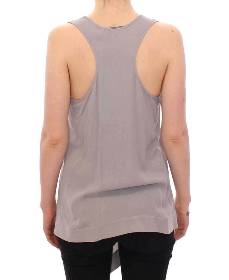 Gray Viscose Tank Top Shirt Blouse - Designed by Comeforbreakfast Available to Buy at a Discounted Price on Moon Behind The Hill Online Designer Discount Store