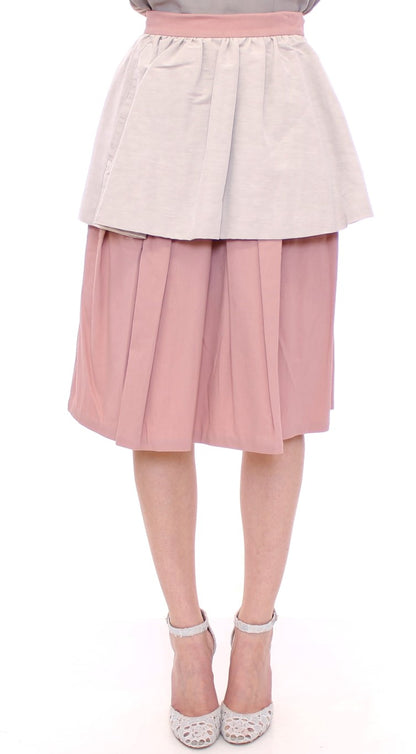Pink Gray Knee-Length Pleated Skirt designed by Comeforbreakfast available from Moon Behind The Hill's Women's Clothing range