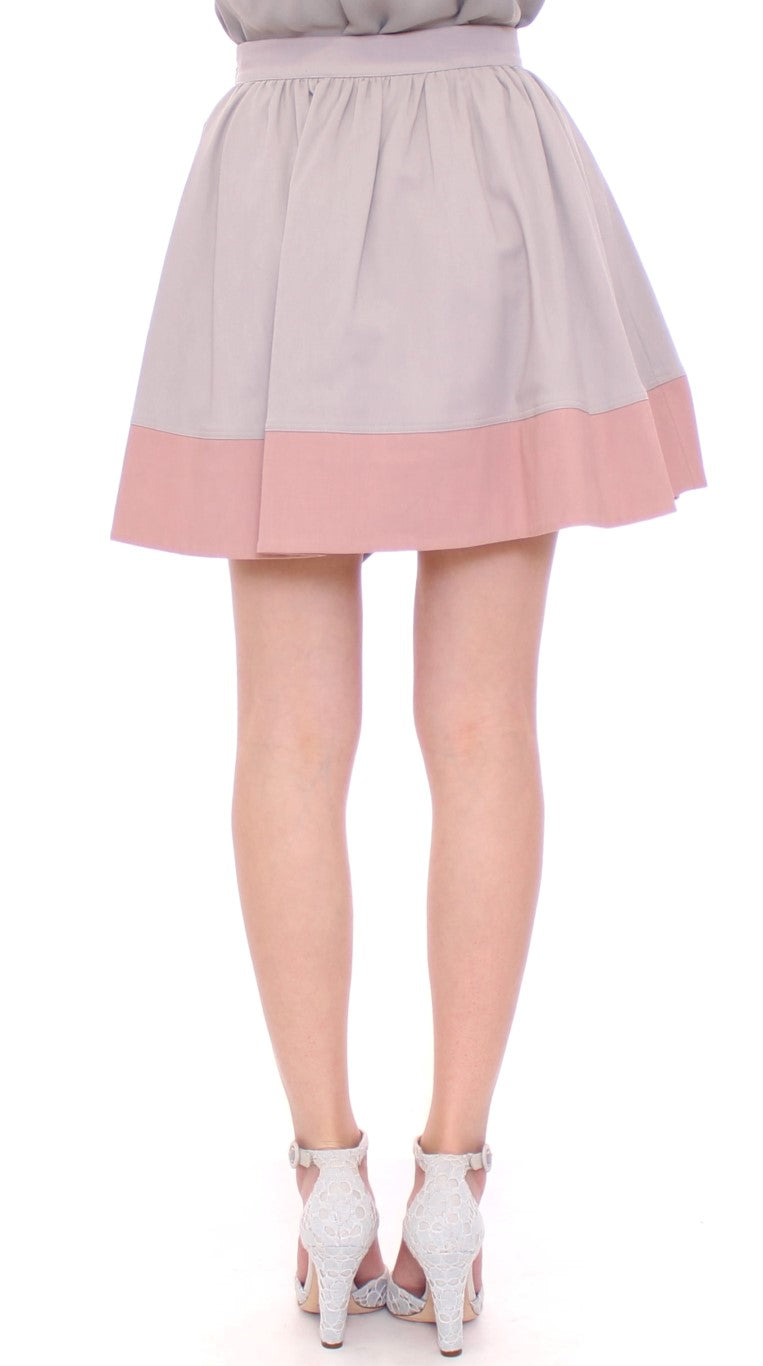 Pink Gray Mini Short Pleated Skirt designed by Comeforbreakfast available from Moon Behind The Hill's Women's Clothing range