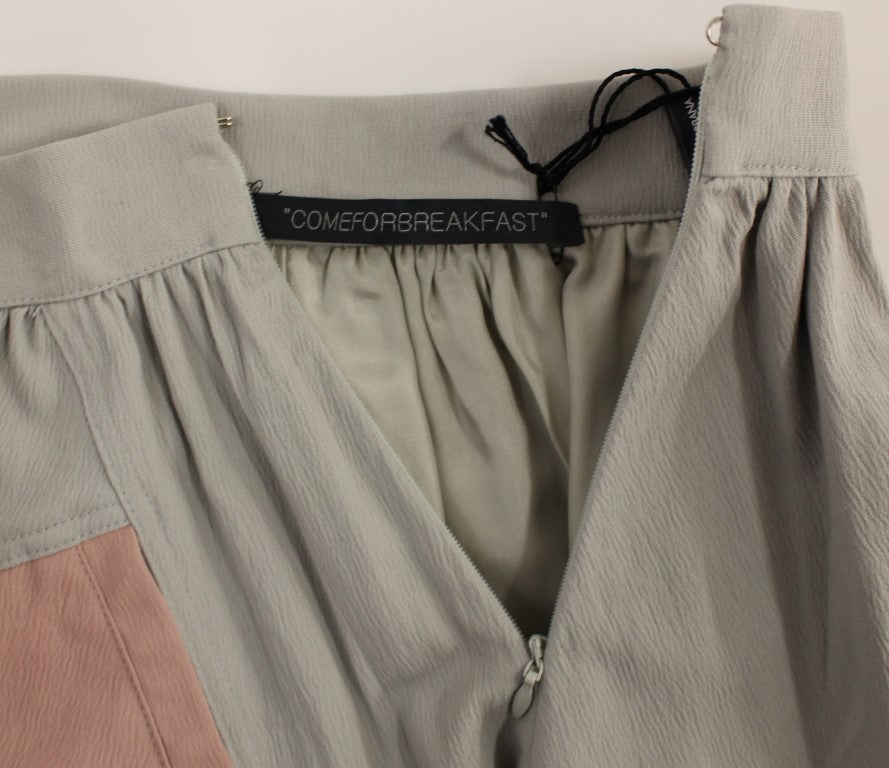 Pink Gray Mini Short Pleated Skirt designed by Comeforbreakfast available from Moon Behind The Hill's Women's Clothing range