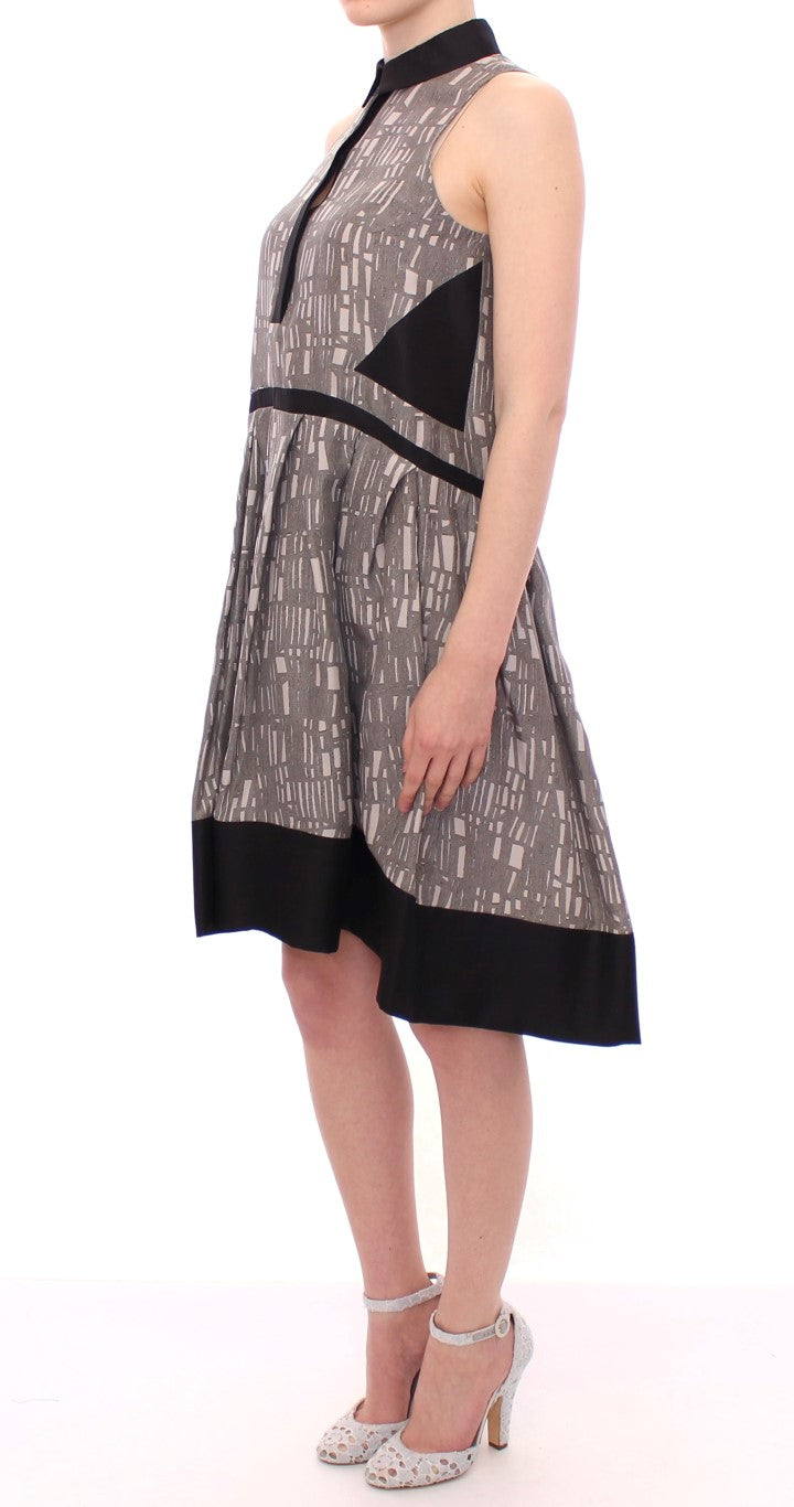 Black Gray Silk A-Line Shift Dress - Designed by Comeforbreakfast Available to Buy at a Discounted Price on Moon Behind The Hill Online Designer Discount Store
