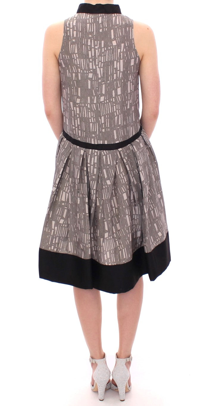Black Gray Silk A-Line Shift Dress - Designed by Comeforbreakfast Available to Buy at a Discounted Price on Moon Behind The Hill Online Designer Discount Store