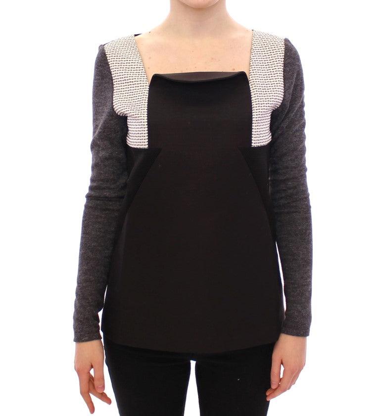Black Gray Longsleeve Pullover Sweater - Designed by KAALE SUKTAE Available to Buy at a Discounted Price on Moon Behind The Hill Online Designer Discount Store