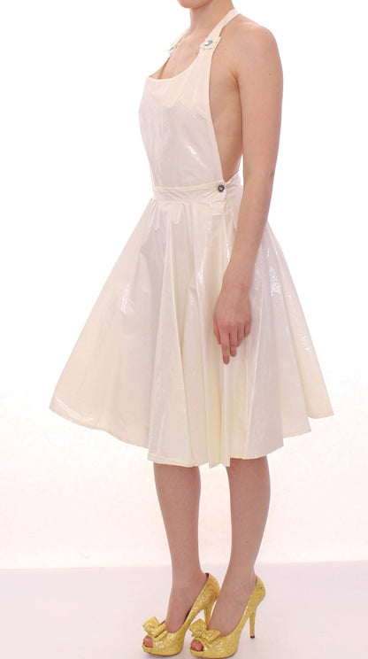 White Halterneck Knee Length Tea Dress designed by Licia Florio available from Moon Behind The Hill's Women's Clothing range