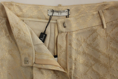 Beige Brocade Above Knee Shorts - Designed by Zeyneptosum Available to Buy at a Discounted Price on Moon Behind The Hill Online Designer Discount Store