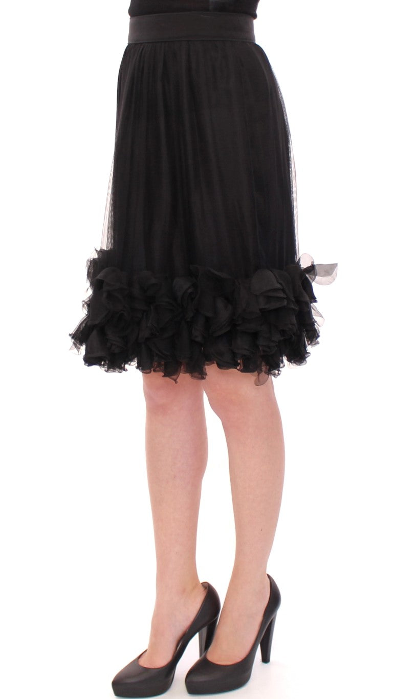Black Silk Transparent Above Knees Skirt - Designed by Dolce & Gabbana Available to Buy at a Discounted Price on Moon Behind The Hill Online Designer Discount Store
