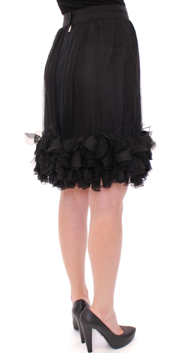 Black Silk Transparent Above Knees Skirt - Designed by Dolce & Gabbana Available to Buy at a Discounted Price on Moon Behind The Hill Online Designer Discount Store