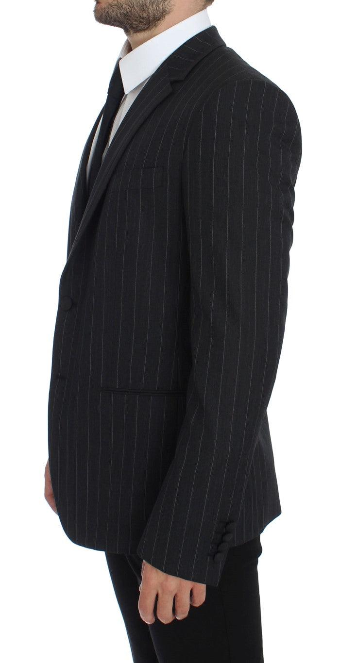 Gray Striped Slim Fit Wool Blazer - Designed by Dolce & Gabbana Available to Buy at a Discounted Price on Moon Behind The Hill Online Designer Discount Store