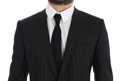 Gray Striped Slim Fit Wool Blazer - Designed by Dolce & Gabbana Available to Buy at a Discounted Price on Moon Behind The Hill Online Designer Discount Store